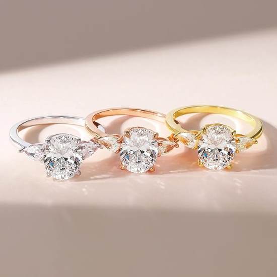 EAMTI Sterling Silver 3-Stone Cubic Zirconia Ring