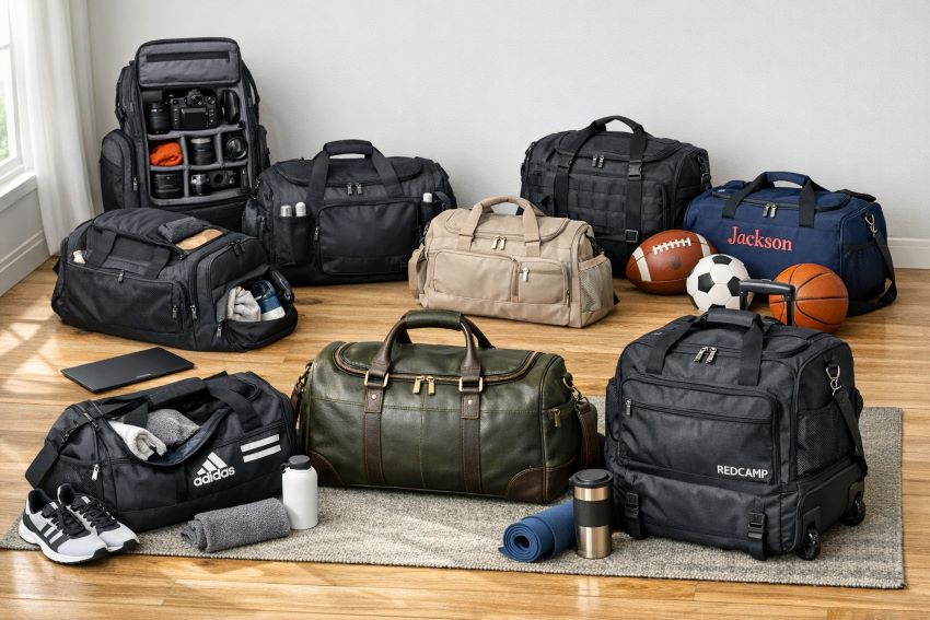 Affordable duffel bags for sports, travel, and gym use.