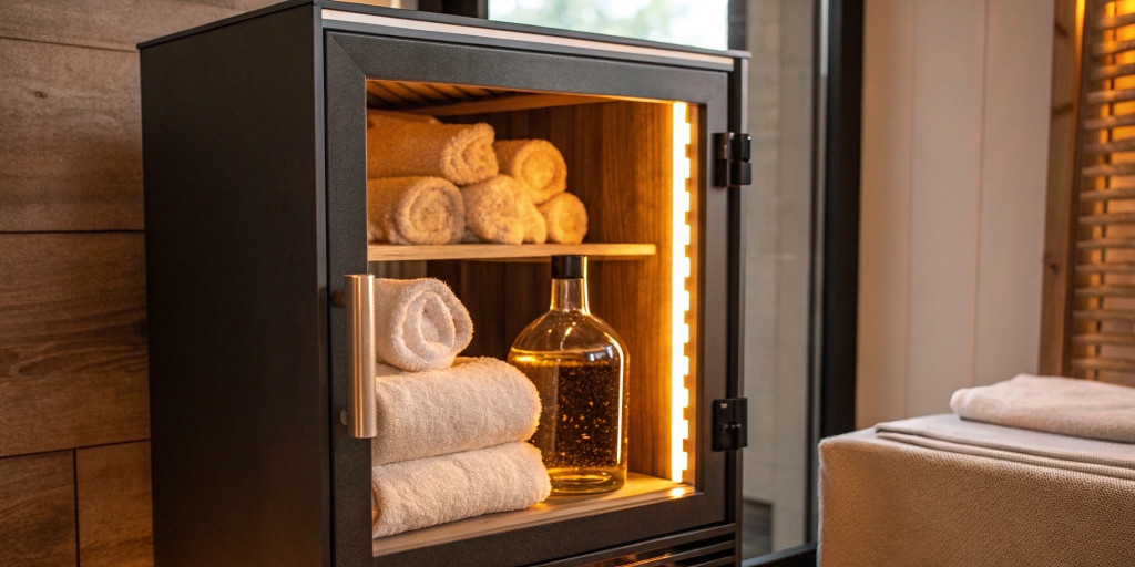 How to safely warm massage oil using a towel warmer spa cabinet. Follow our step-by-step guide for consistent temperature, glass bottle safety, and client comfort.