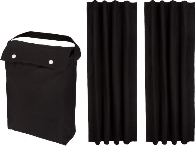 Amazon Basics portable blackout curtain shade with suction cups black energy-saving noise-reducing window curtain 50 x 78 inch 2-pack.