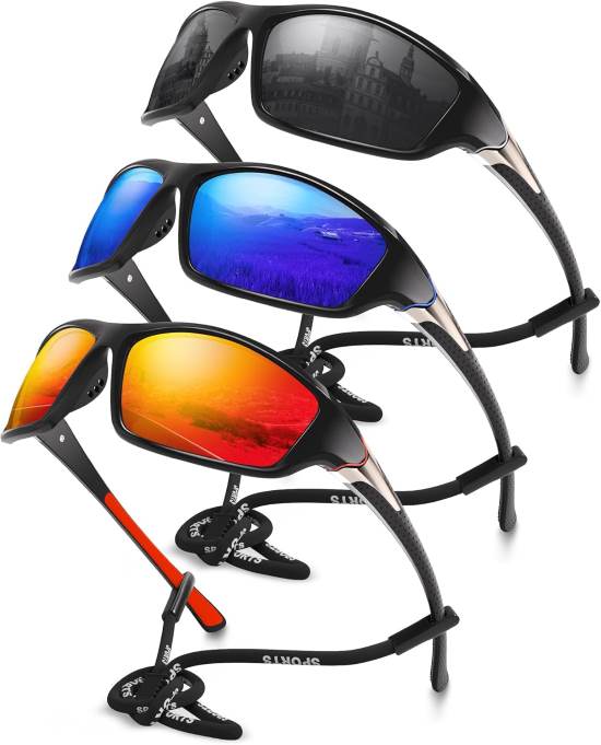 Foliful 3 Pack Polarized Sports Sunglasses for Men
