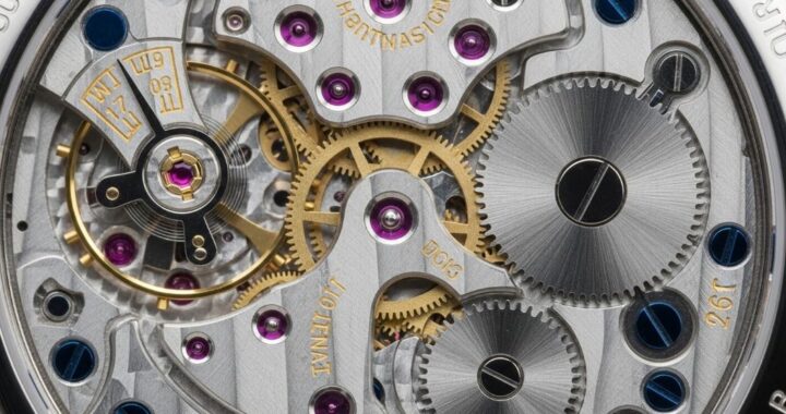 Close-up of a luxury mechanical watch movement showing intricate gears and craftsmanship