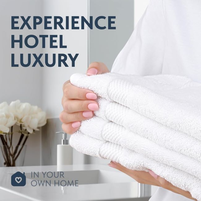 White Classic Luxury Turkish Cotton Hand Towels – white 16x30 inch hotel-style hand towel set, soft and highly absorbent.