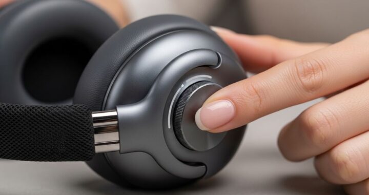 Person adjusting the Digital Crown on Apple AirPods Max 2 to fix volume settings