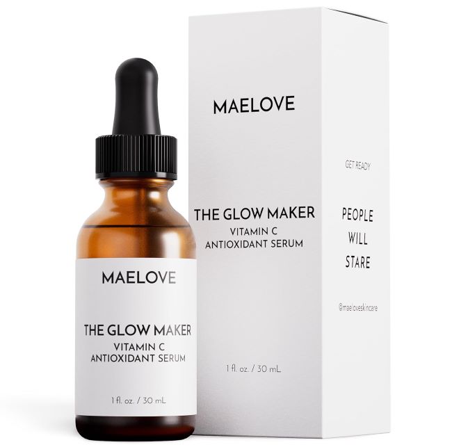 MAELOVE Glow Maker vitamin C serum with ferulic acid and hyaluronic acid for brightening and hydrating skin