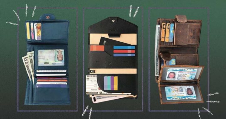 Men’s trifold wallet open showing organized card slots and cash compartment