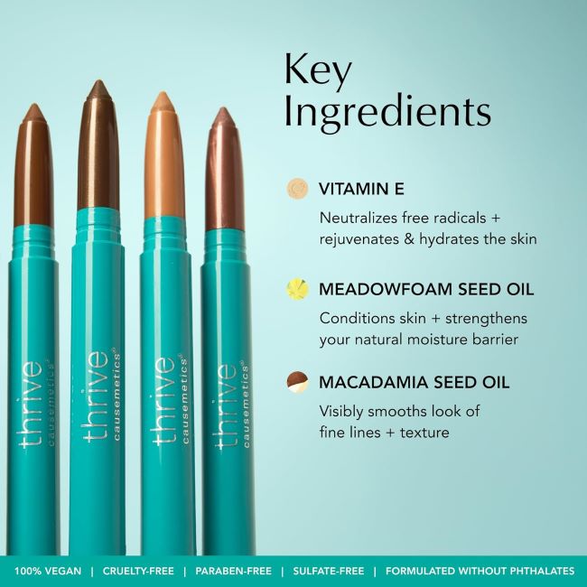 Thrive Causemetics eye brightener eyeshadow stick bundle with 3 waterproof crease-proof shades for blue eyes