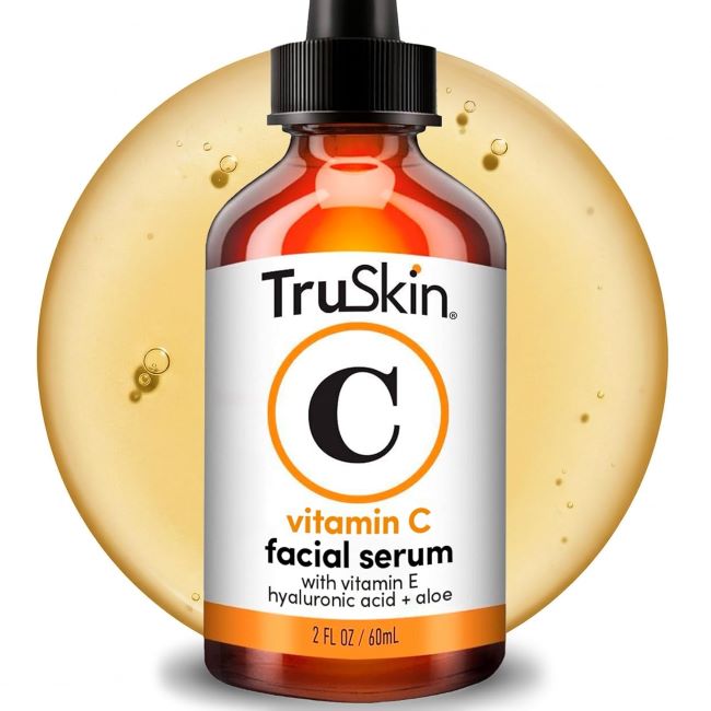 TruSkin vitamin C face serum with hyaluronic acid and vitamin E for brightening dark spots, fine lines and wrinkles