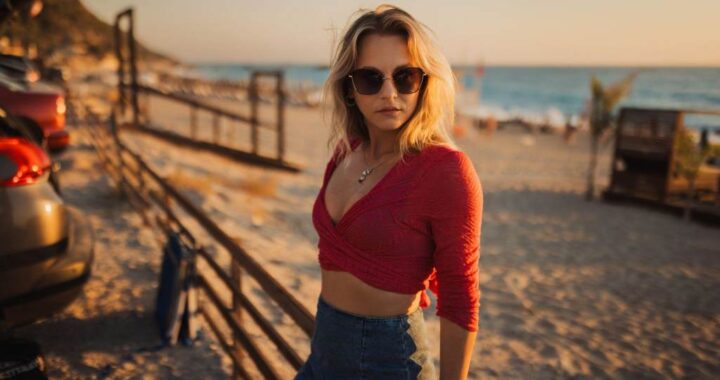 Woman Wearing Sunglasses Relaxing at the Beach on a Summer Day