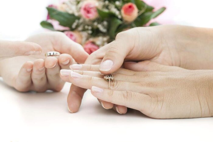 Woman choosing a rings