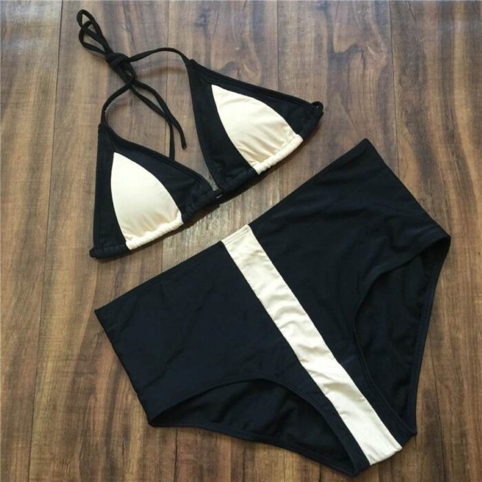Women's Plus Size Short Sleeve High Waist Push Up Bikini Swimsuit