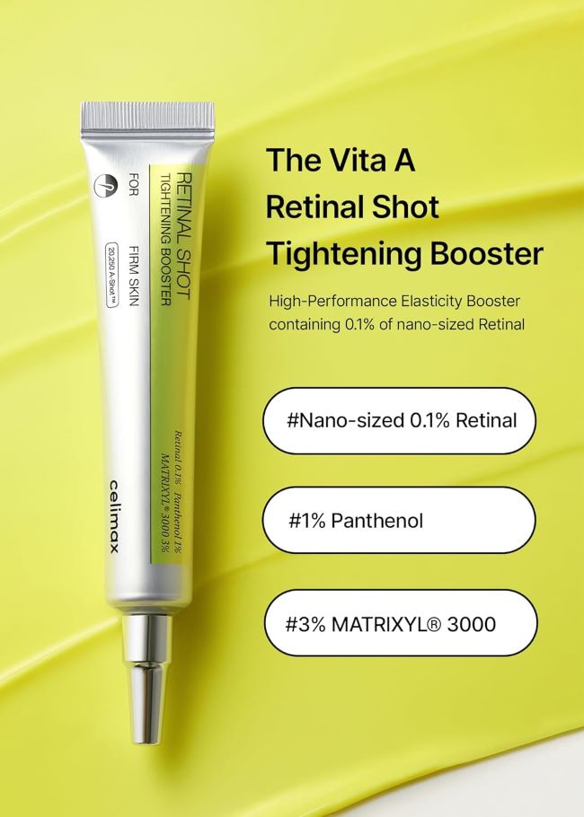 Celimax Vita A retinal booster serum with retinoid and peptides for firming skin and reducing wrinkles and pores