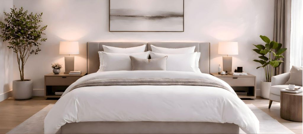 Modern bedroom featuring luxury queen size bedsheets designed for restful sleep and cozy style