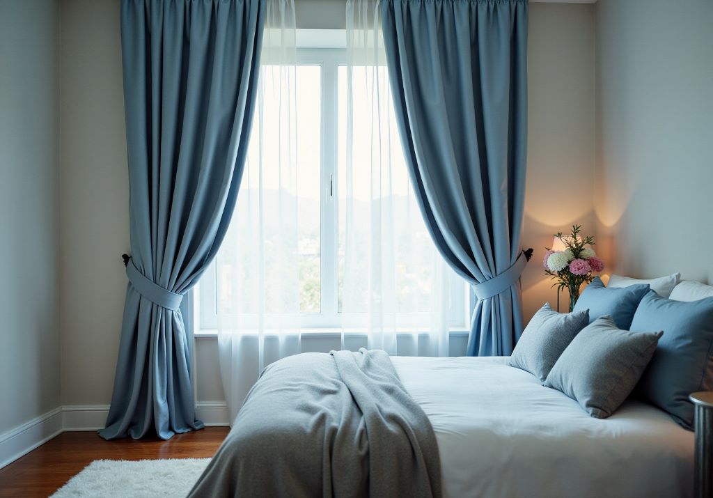 Modern bedroom with premium curtains enhancing comfort and interior style
