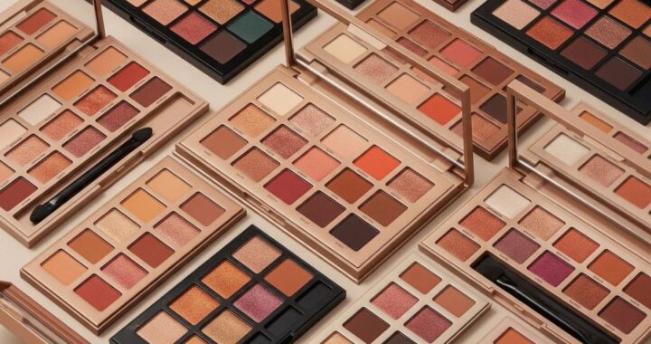 Makeup eyeshadow palette with matte and shimmer shades for everyday and party looks