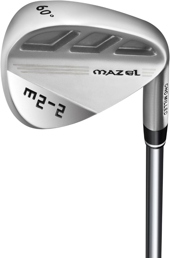 MAZEL M2-1/2 forged golf wedge with milled face, available in multiple lofts (52–60°), designed for increased spin and control