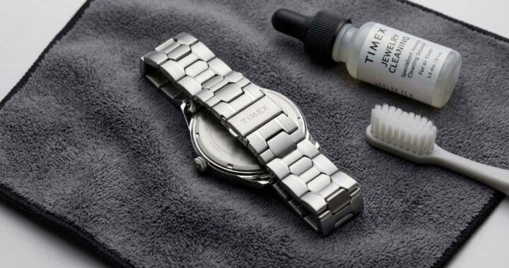 Cleaning a Timex Tribute stainless steel watch with microfiber cloth