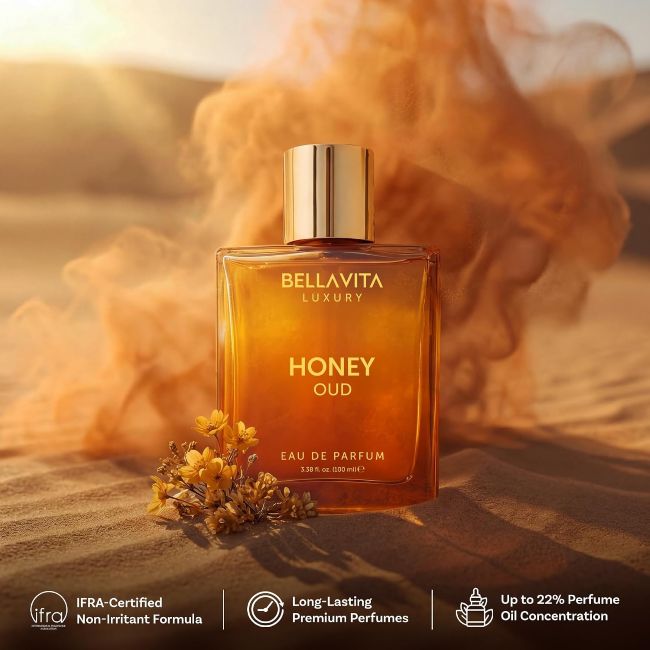Bellavita Honey Oud perfume with elegant packaging