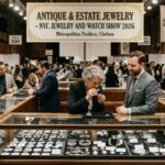 Antique and estate jewelry display at the NYC Jewelry and Watch Show 2026, Metropolitan Pavilion, Chelsea Manhattan