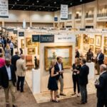 Visitors exploring fine art and antique collections at the Palm Beach Show 2027 inside the Palm Beach County Convention Center